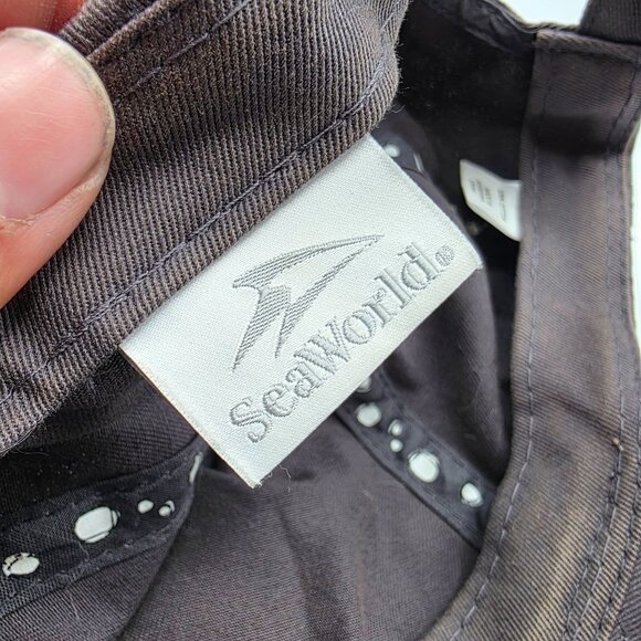 SeaWorld Orca Kids Adjustable Cap Black Embroidered Shamu Baseball Hat Unisex - Picture 6 of 10